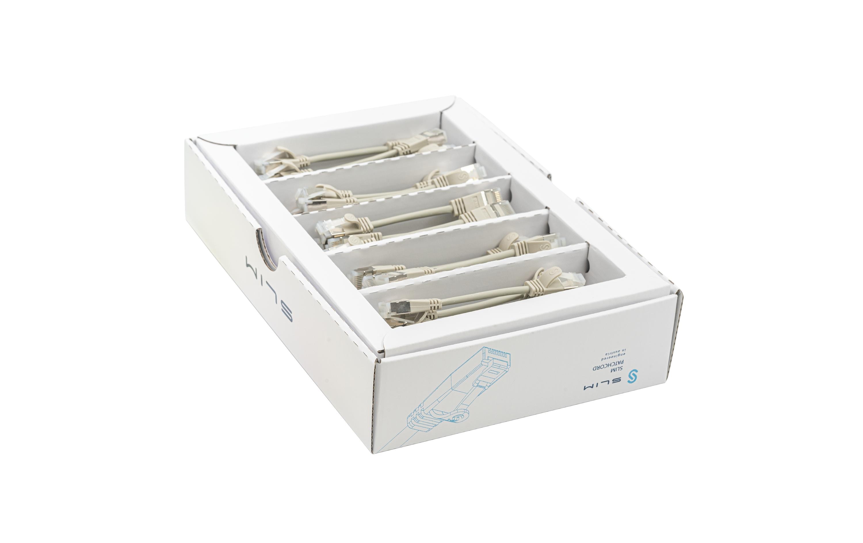 Slimpatchkabel RJ-45, Cat 6A, U/FTP, 0.1 m, Grau, 50-Pack<br>SLIM Multipack, 50x 0.1m KAT6A Patchkabel, grau