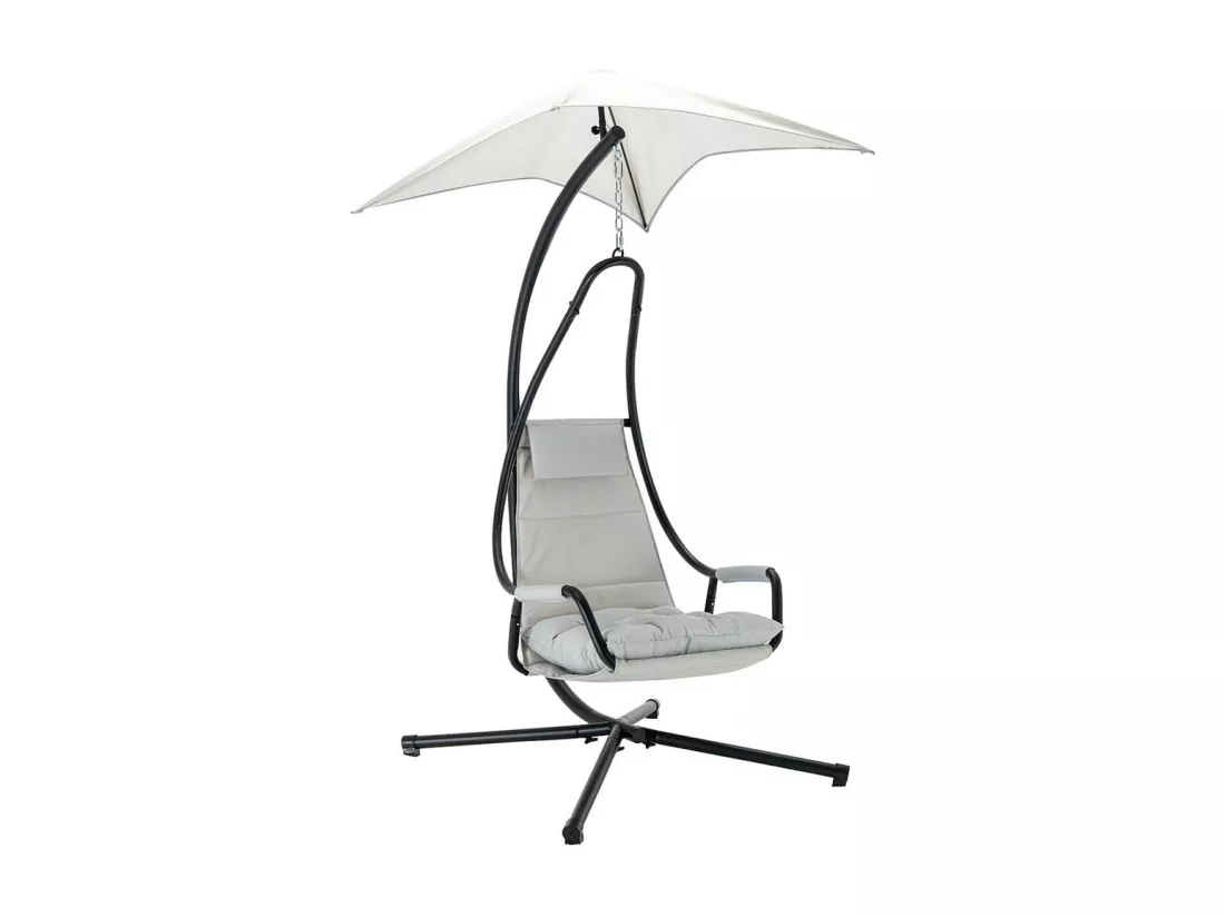 Chaise suspendu Comfivo 318, 212x103x122cm, Noir|Gris clair, Tapisserie|Métal