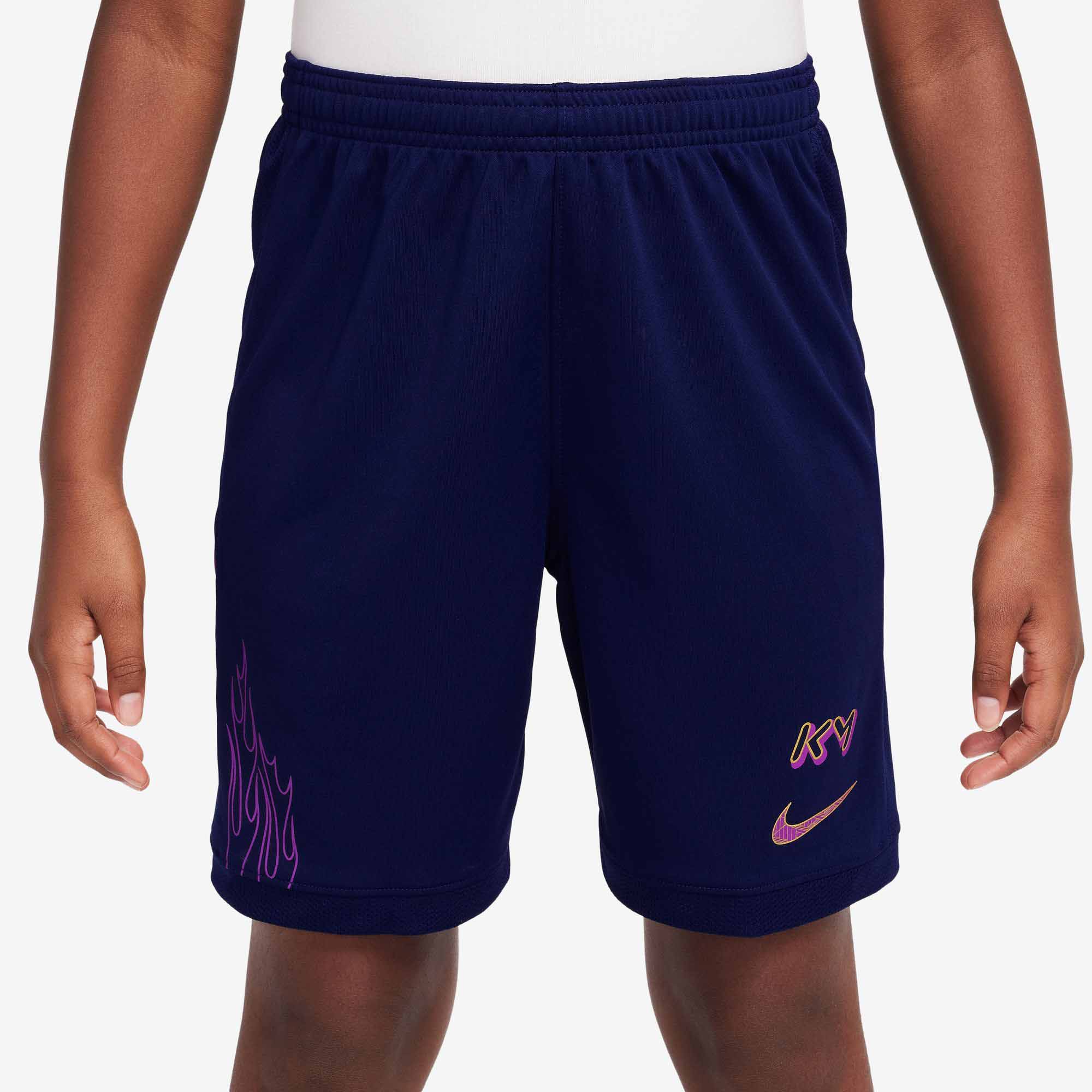 Kylian Mbappé Academy Soccer Shorts Barn 492/Blue Void/Blue Void/Metallic Gold