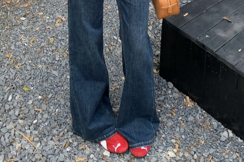 Rosesand - High Rise Washed Straight-Fit Boot-Cut Jeans