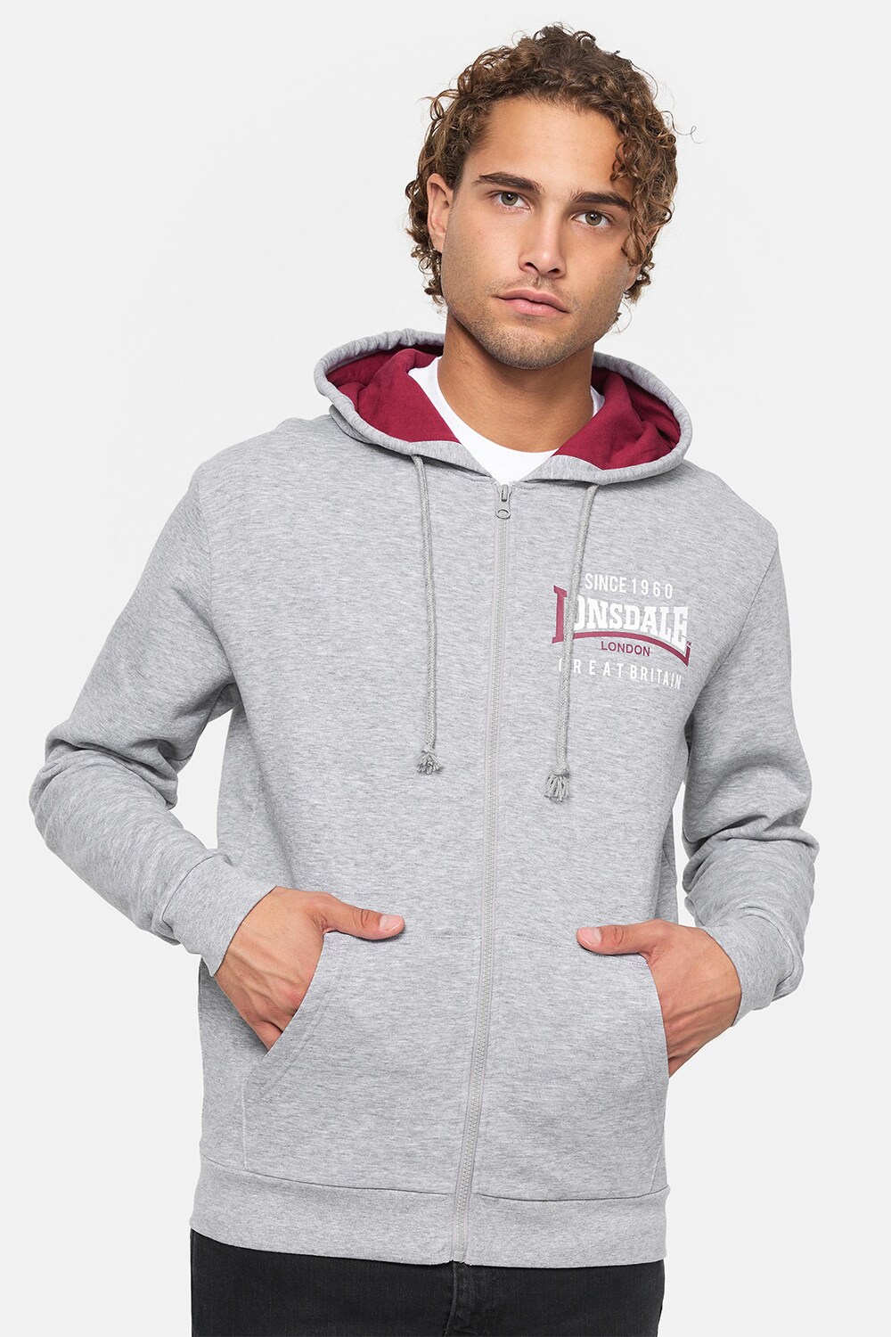 Lonsdale Herren Kapuzensweatjacke mit Reißverschluss normale Passform LINTMILL