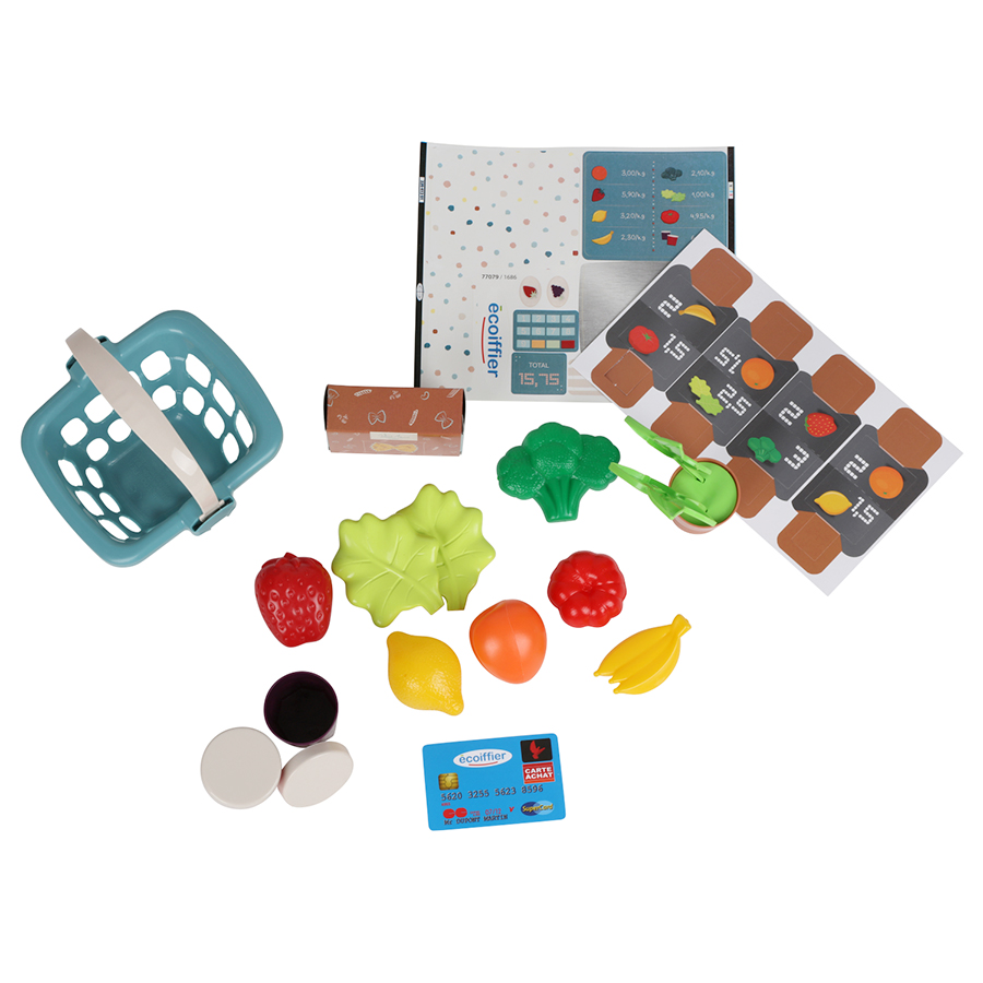 Kinder-Marktstand mit Zubehör 50,5x30x69cm 22-teilig
