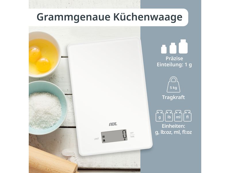 ADE Küchenwaage Julia Weiss Digitale Küchenwaage
