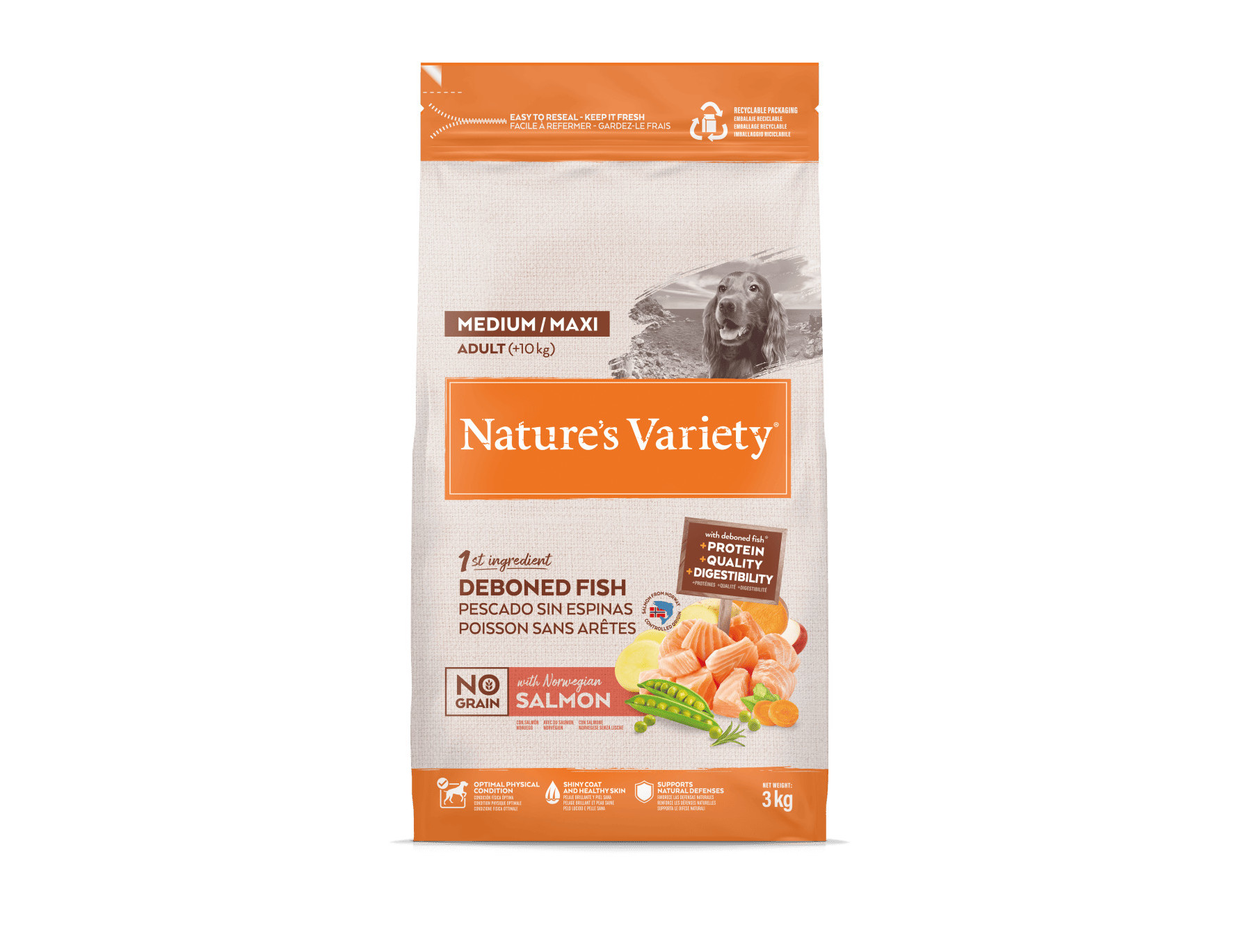 RAÇÃO CÃO NATURE'S VARIETY NO GRAIN SALMÃO 3KG