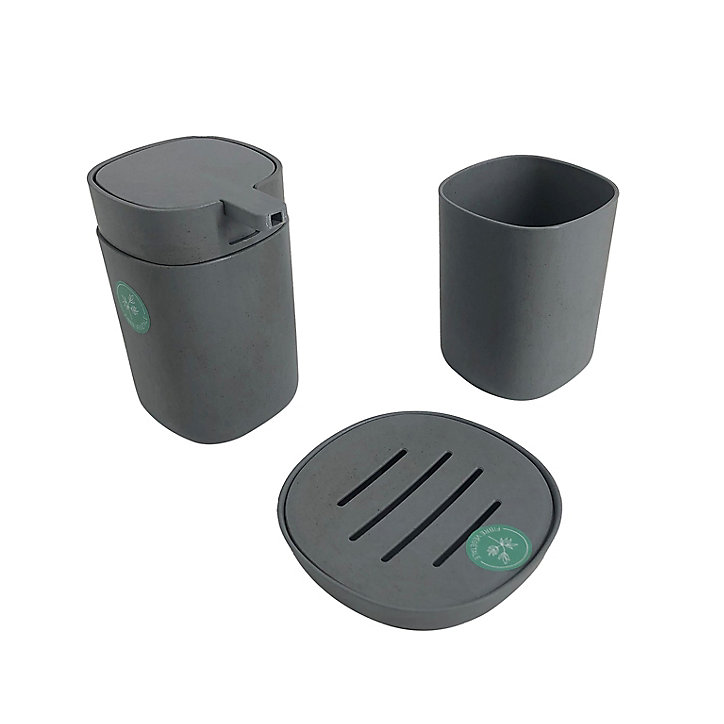 Lot de 3 accessoires de salle de bains Azao Kia gris
