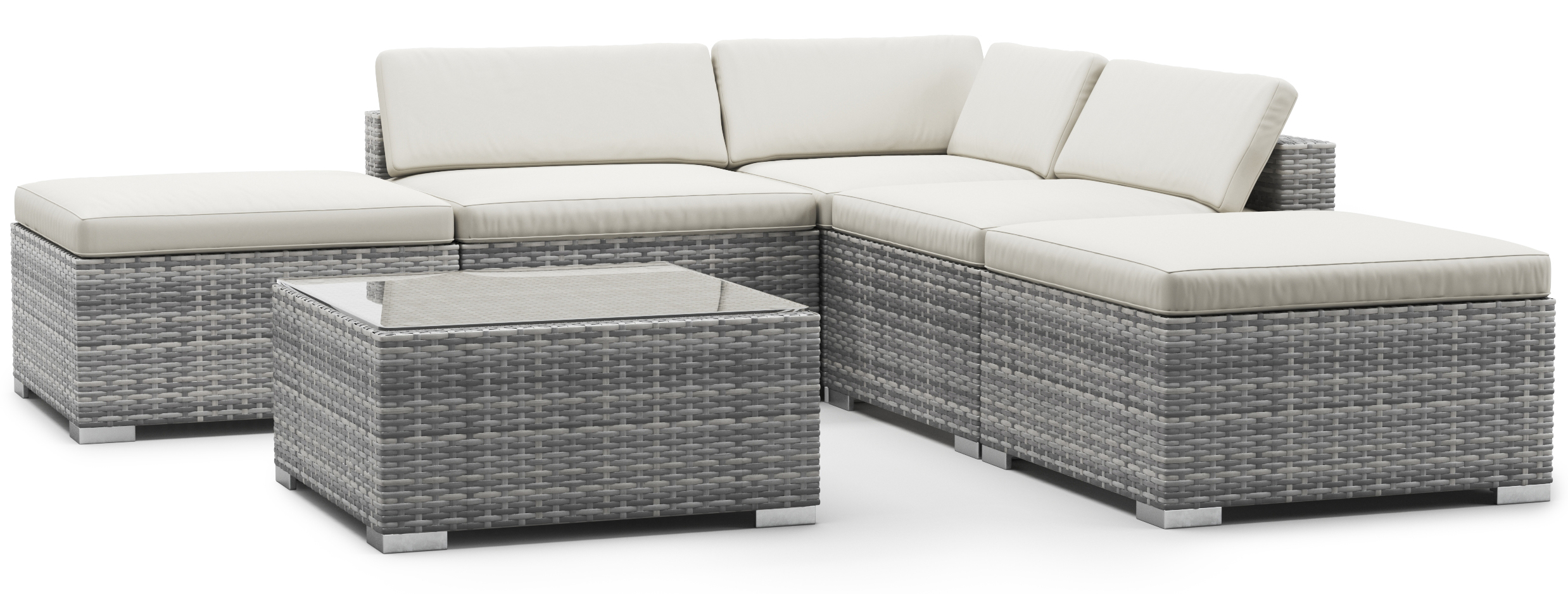 Rattanlounge TEXAS grau/weiss