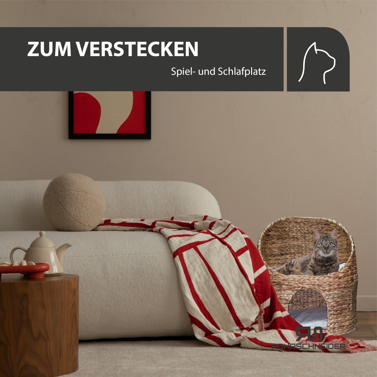 Rohrschneider Silvio Design Katzenkorb Queeny naturfarben