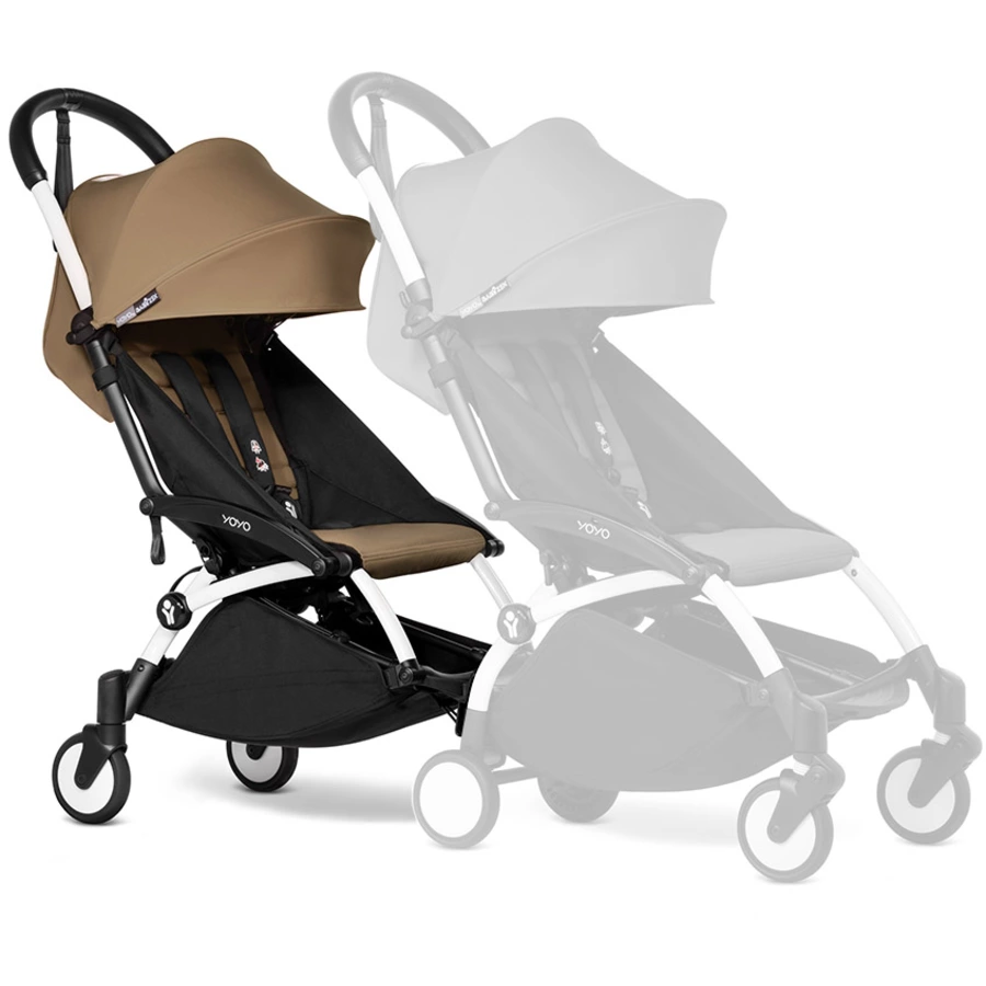 BABYZEN Kinderwagen YOYO 6+ connect Black mit Textilset Toffee