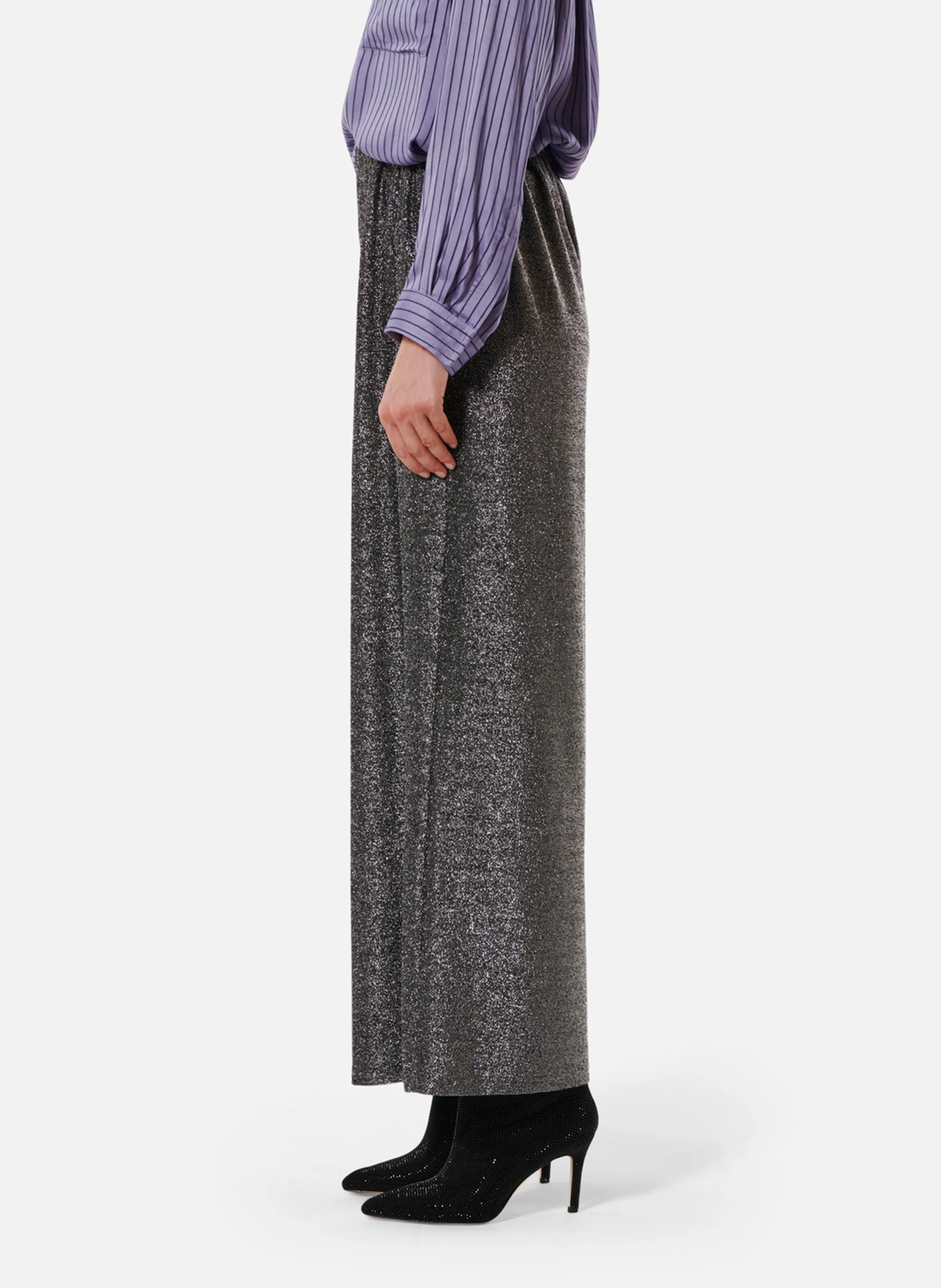 DISCO - Pantalon large en lurex| Argent