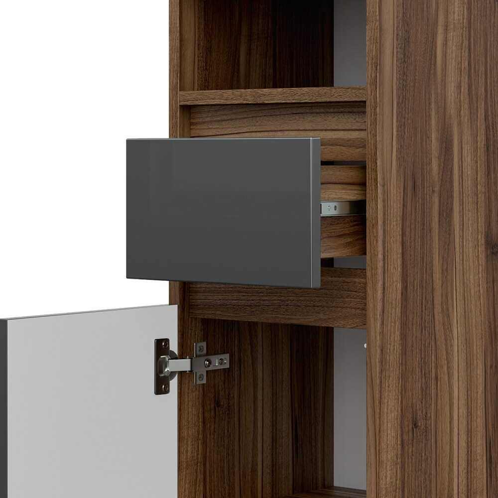 Vicco Midischrank Badschrank Badezimmerschrank Majest Nuss/Anthrazit Schublade