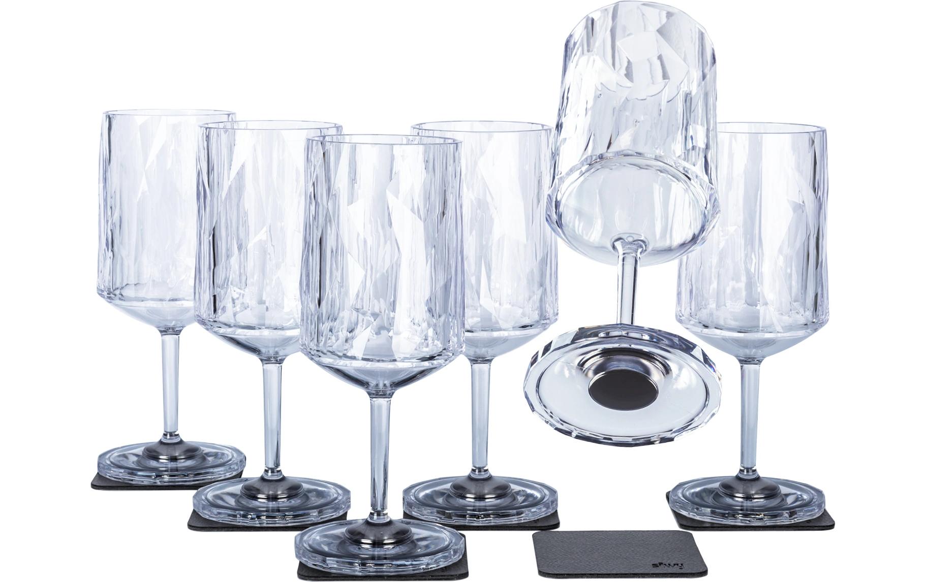 Magnet-Kunststoffgläser, 6er-Set, 3 dl<br>Outdoor-Weinglas-Set mit Magnetpads