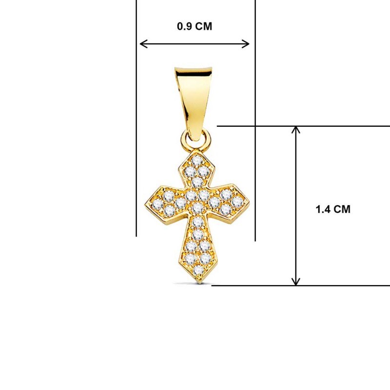 Collier - Médaille Croix Or 18 Carats 750/000 Jaune et Zirconiums - Chaine Dorée - 18PC22336OX