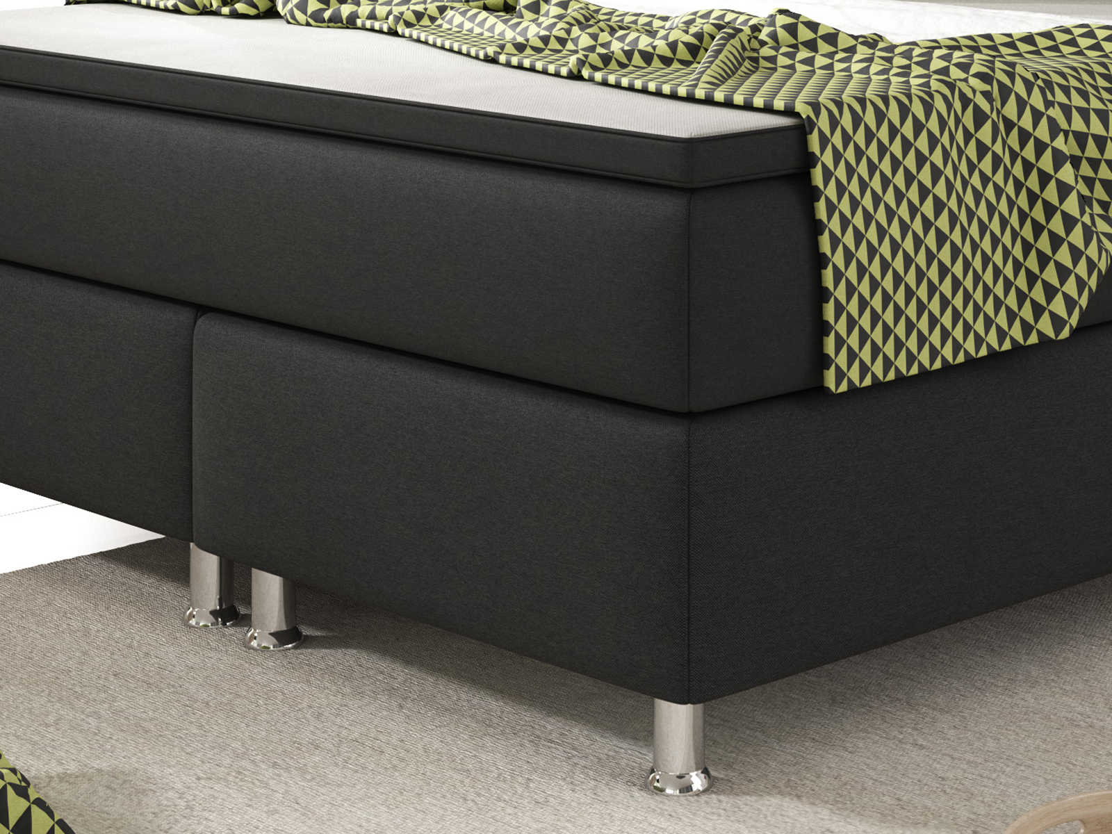 Boxspringbett - schwarz - mit Topper - H3 - 140x200 cm