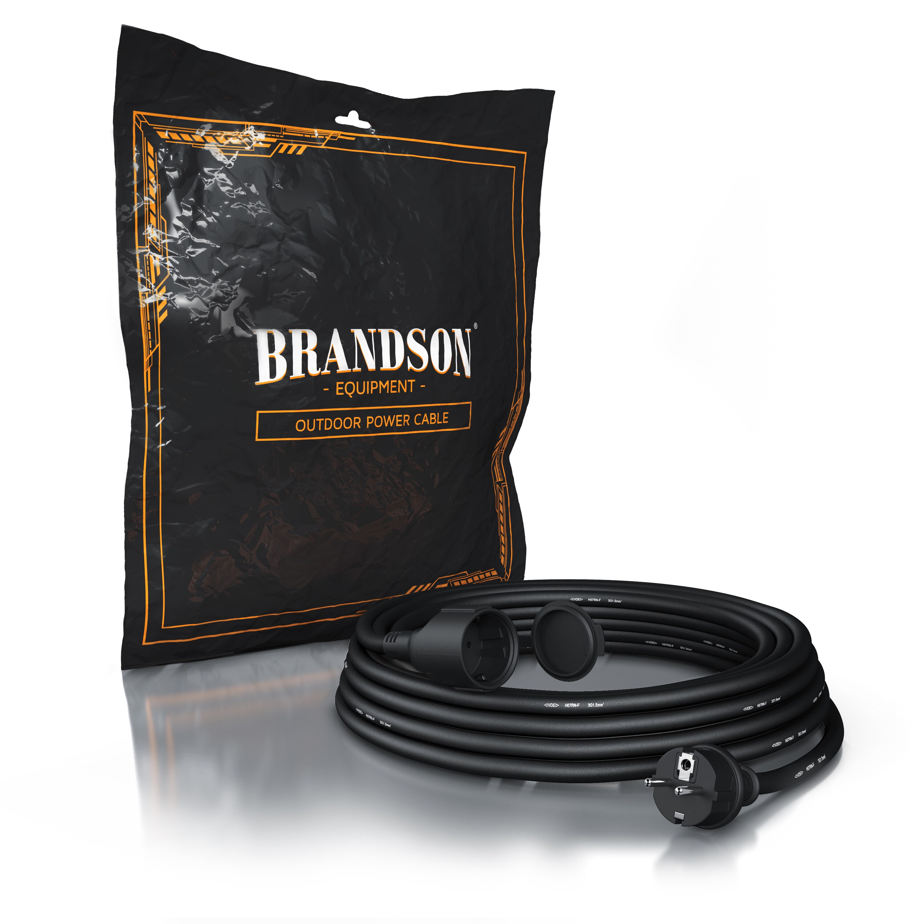 Brandson Schutzkontakt Verlängerungskabel für Outdoor 3500 W Strom Kabel für den Außenbereich / IP44 - 15m