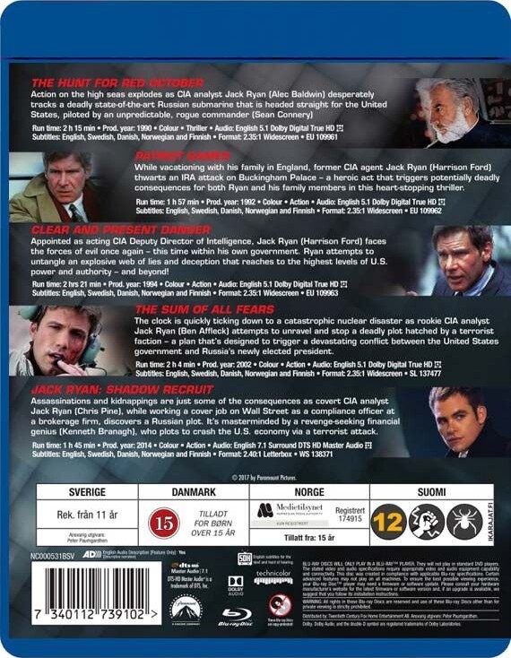 Jack Ryan Film Collection 1-5 - Blu-Ray