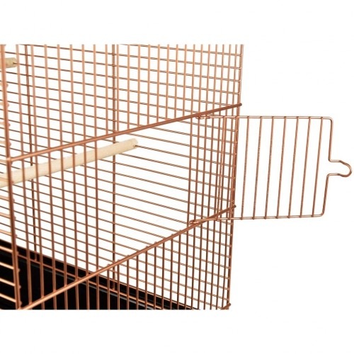 Gaiola de metal para pássaros com 3 portas, cor cobre.