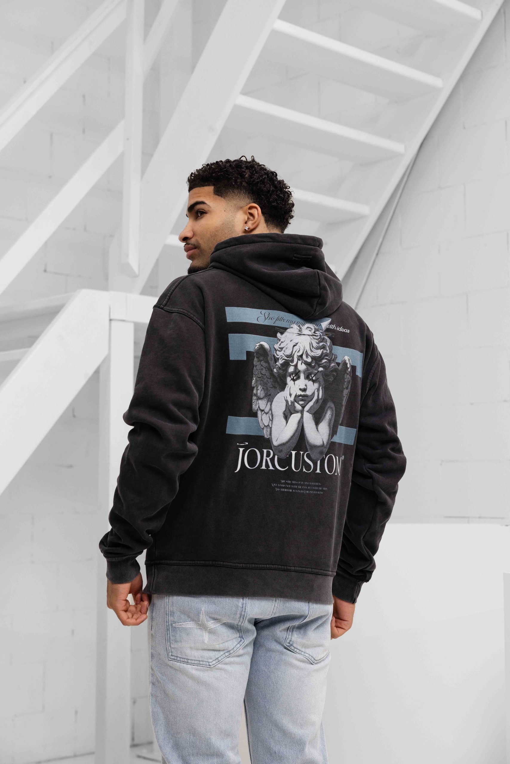 Jorcustom Fleece Angel 2.0 Oversized Hoodie Heren Donkergrijs