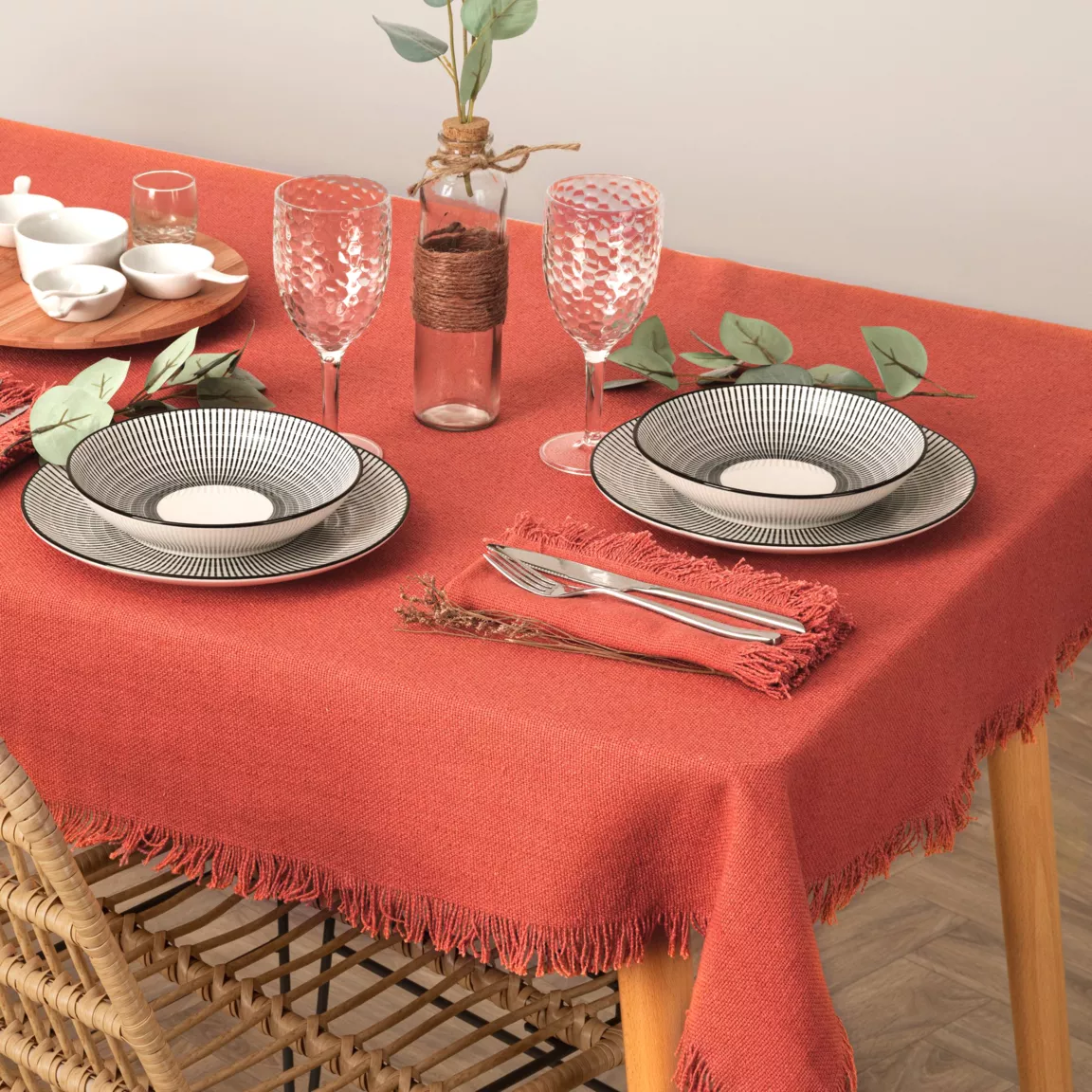Lot de 2 serviettes coton (40 x 40 cm) Maha Terracotta