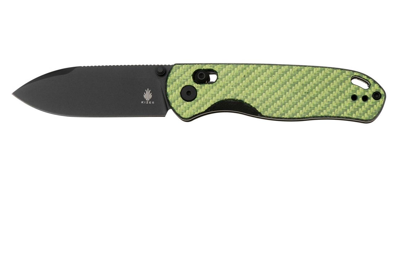Kizer Vanguard Drop Bear V3619A4 Black Nitro V, G10 Green Carbon Fiber, zakmes, Azo design