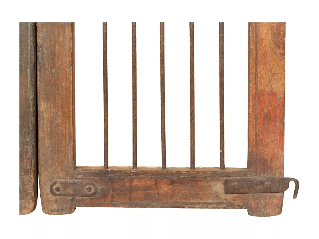 BISCOTTINI Portail - Bois Massif et Fer Finition Antique - Clôture en Fer - Portail en Métal - Porte Décorative - Portail d'Entrée - Clôture en Bois - Intérieur et Extérieur - 97x4x93cm