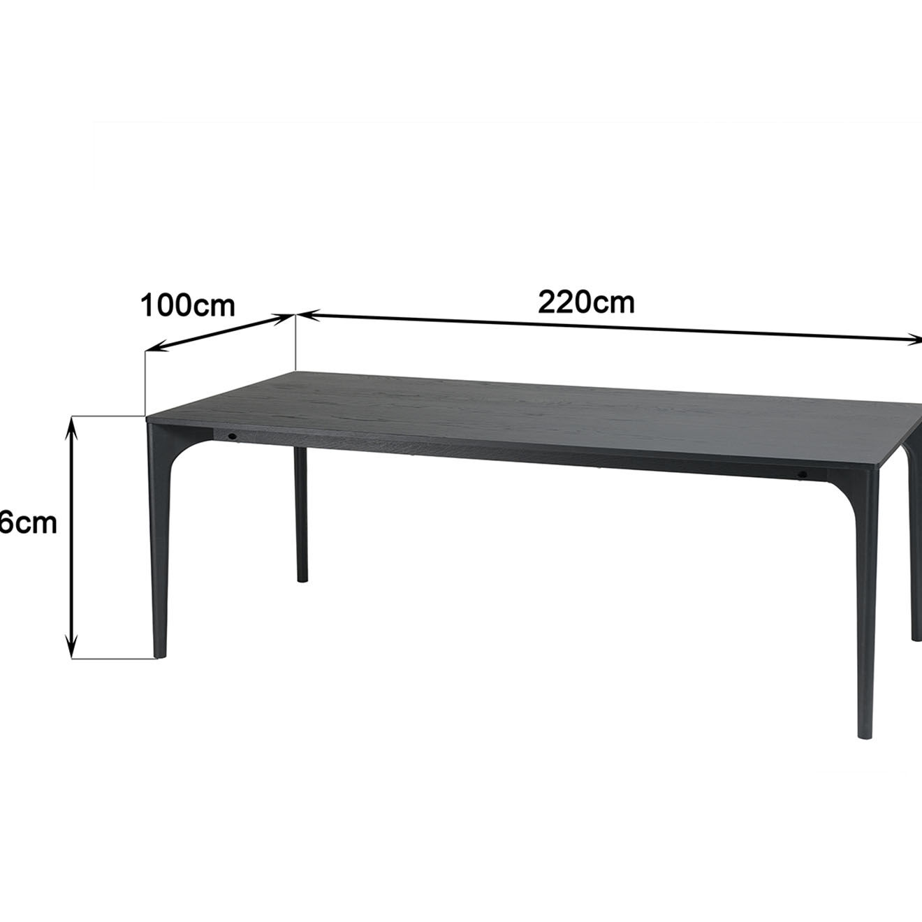 Macabane Table à manger Madison noire - 220x100x76 cm
