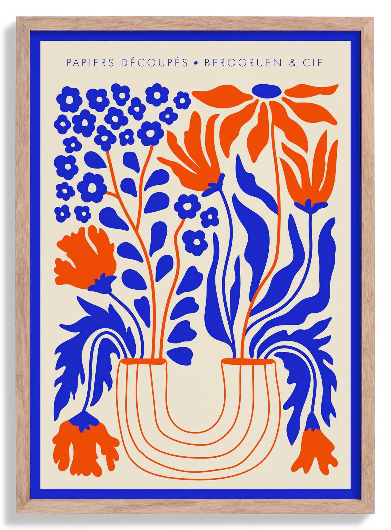 Blumen Vase Blau Orange Papiers Découpés Kunstausstellung