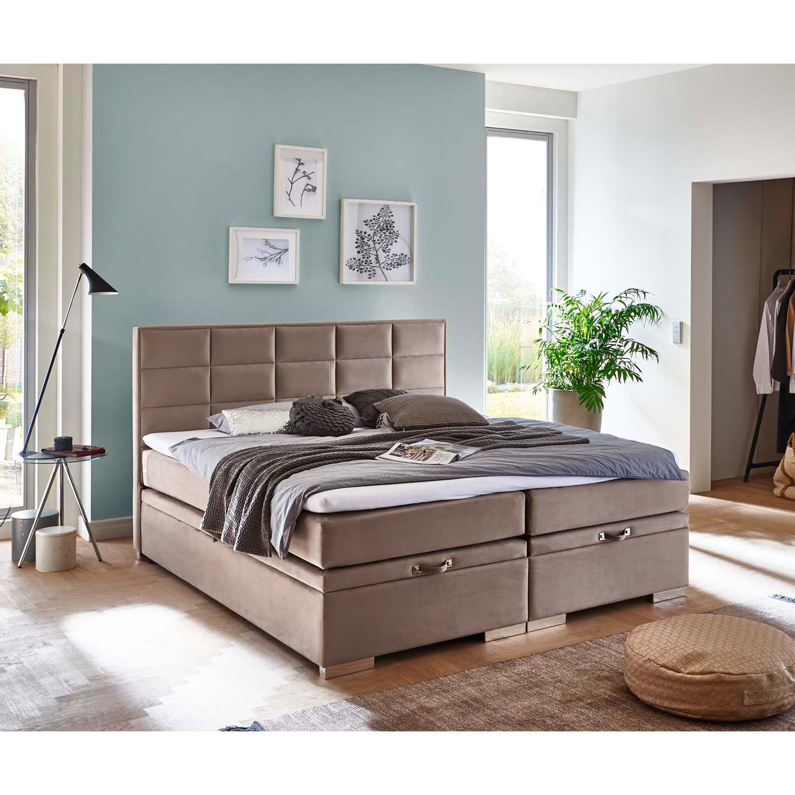 Boxspringbett - beige - H3 - 140x200 cm