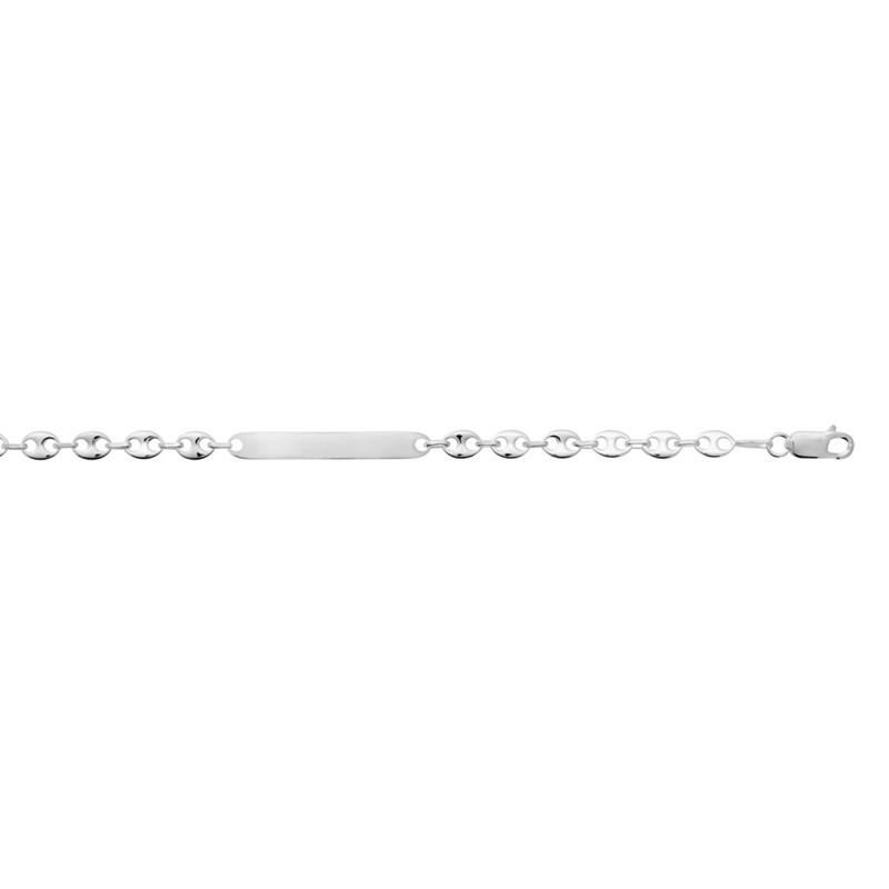 Gourmette Mixte - Argent 925 - Chaîne grain de café - Largeur : 6 mm - Longueur : 19 cm