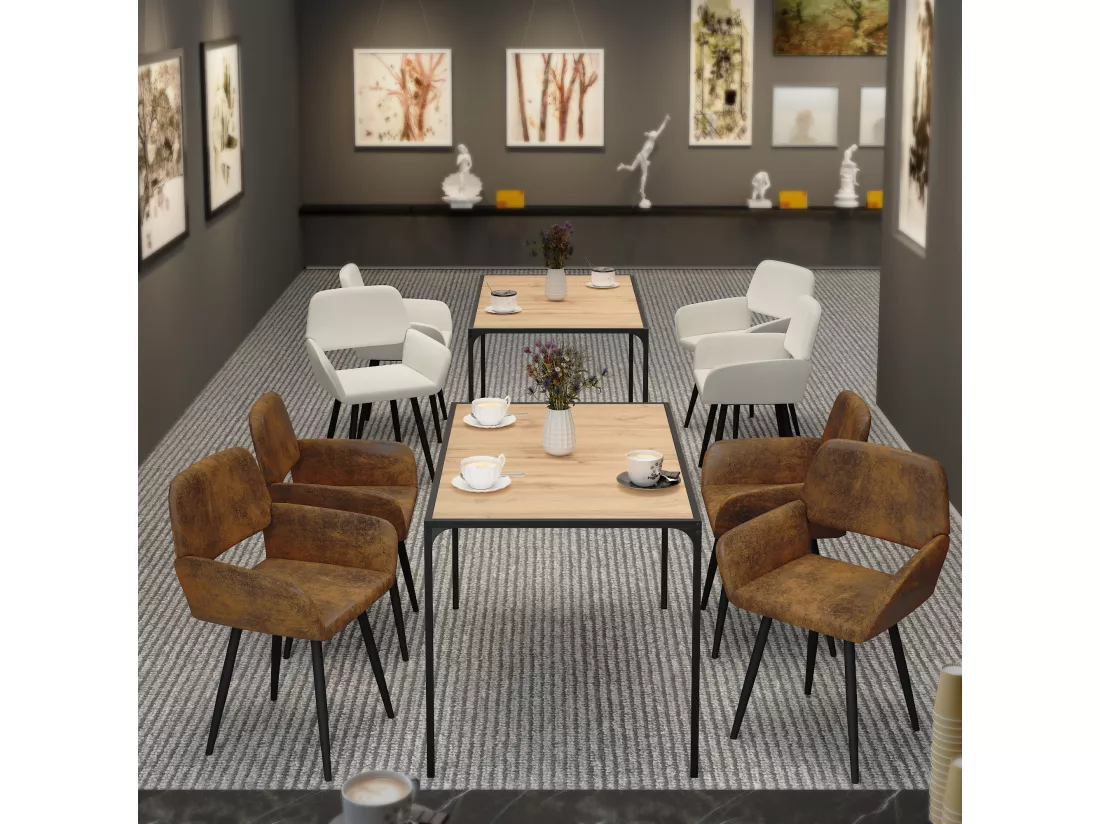 URBAN MEUBLE Table de salle à manger rectangulaire effet bois de style industriel pieds noirs 120x75cm