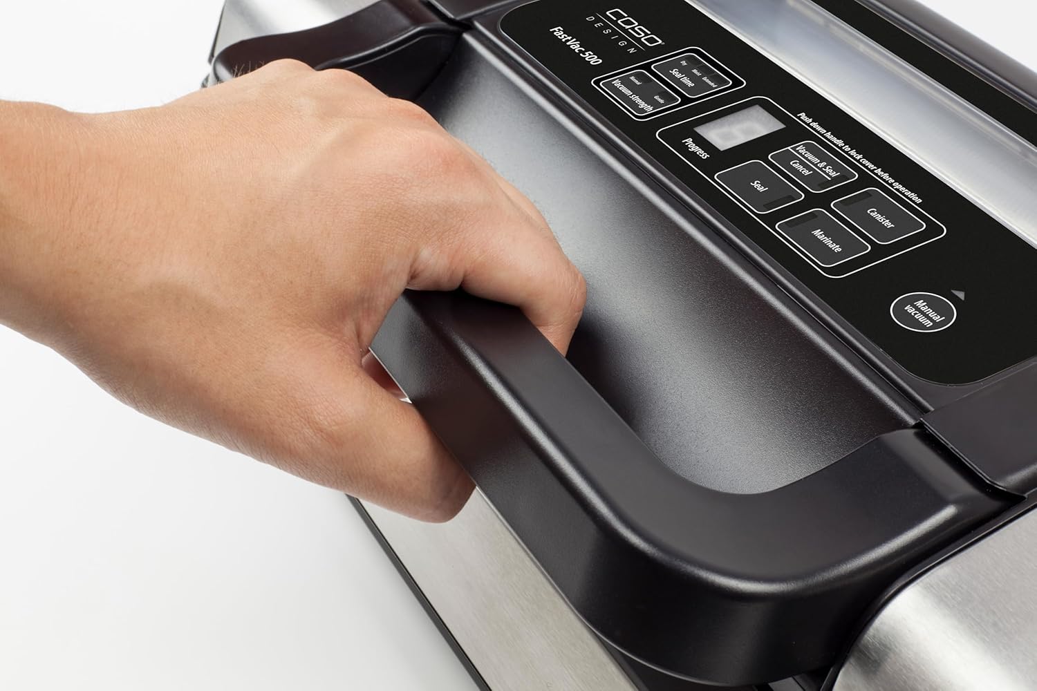 CASO FastVac 500 Gewerbevakuumierer - Testurteil Sehr Gut, Vakuumiergerät, Folienschweißgerät - doppelte Kolbenpumpe 20 Liter/Min., Vakuumierer doppelte Schweißnaht, inkl. 2 gratis Folienrollen