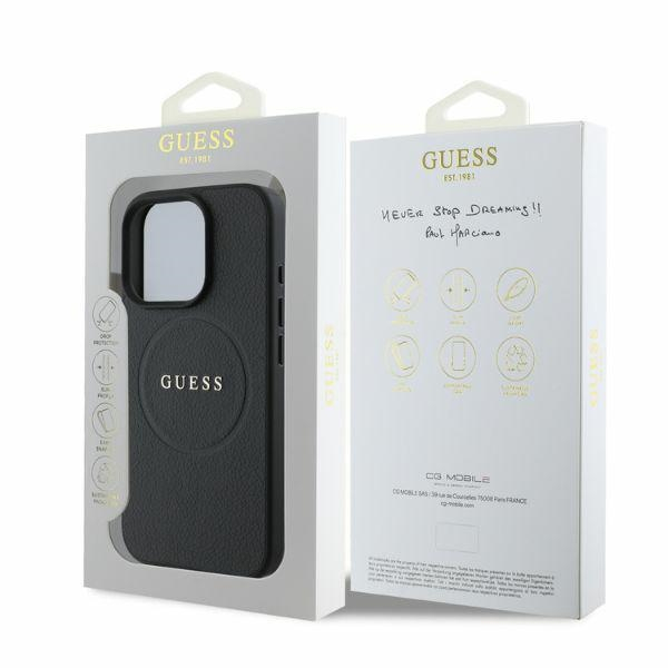 iPhone 16 Pro MagSafe Leder Hardcase Hülle Grained Ring (GUHMP16LPGHSMMK) - Schwarz