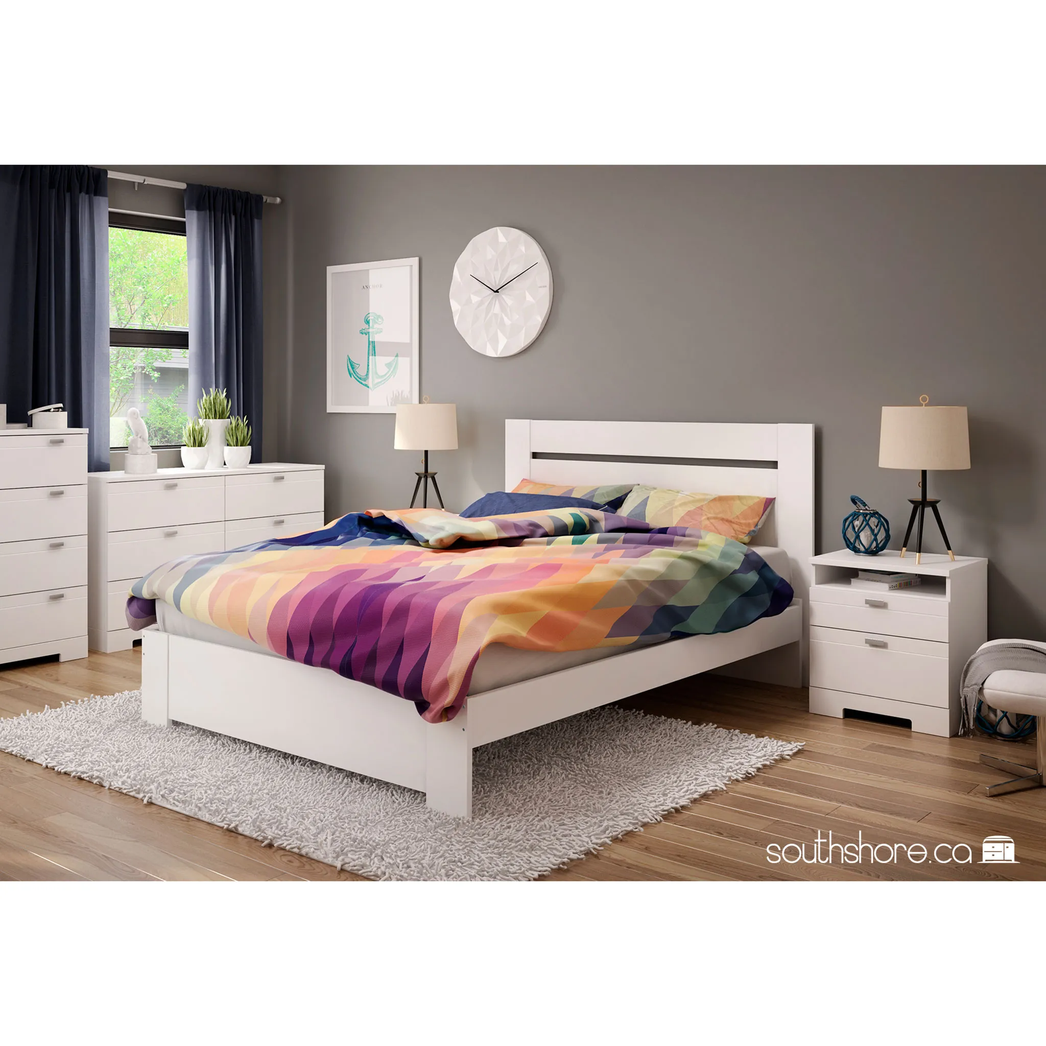 South Shore Commode 4 Tiroirs Reevo - Blanc Solide