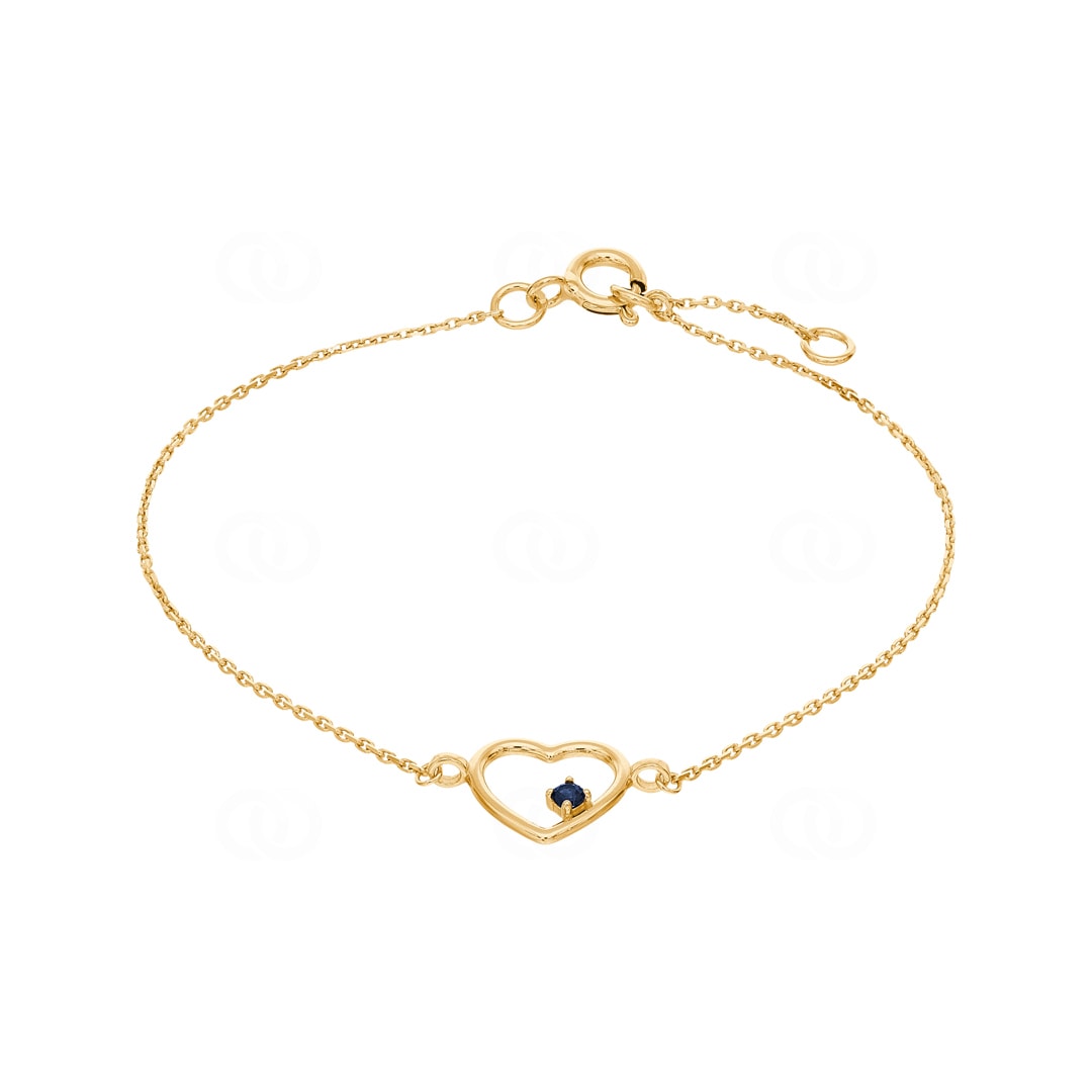 Armband 750/18 K Gelbgold Herz mit Saphir