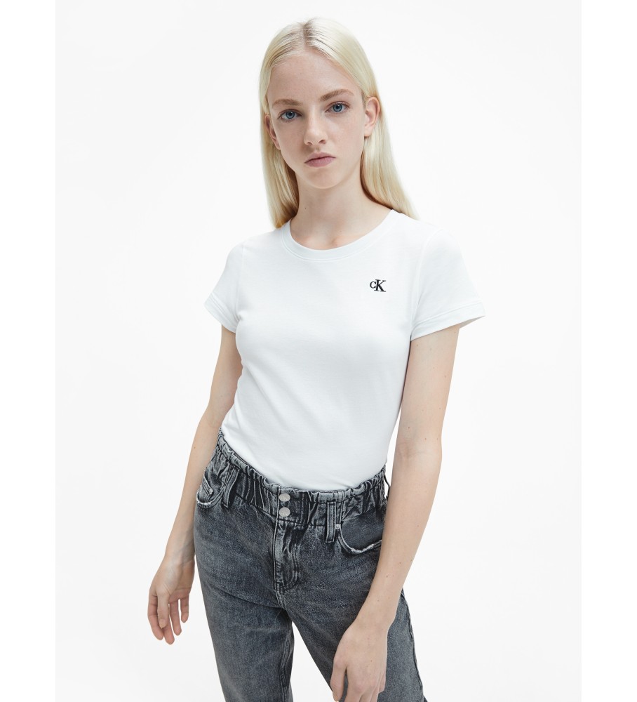 Camiseta branca Calvin Klein Jeans Slim de algodão orgânico