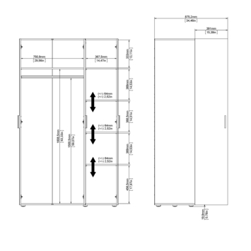Kledingkast Pisa 3 deurs truffel 200x118x50 cm