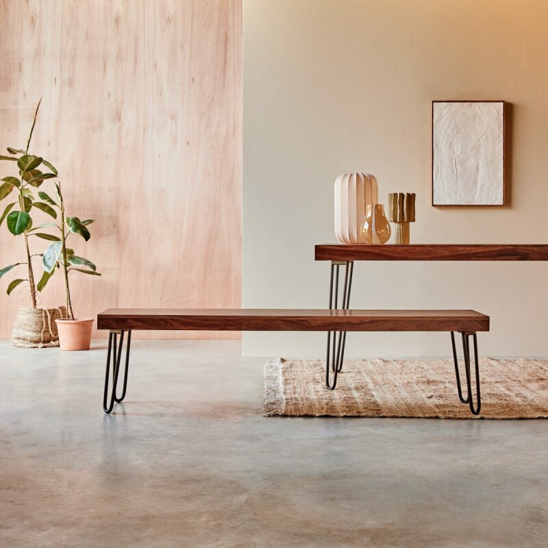 Banc Helga en palissandre massif, largeur 180 cm