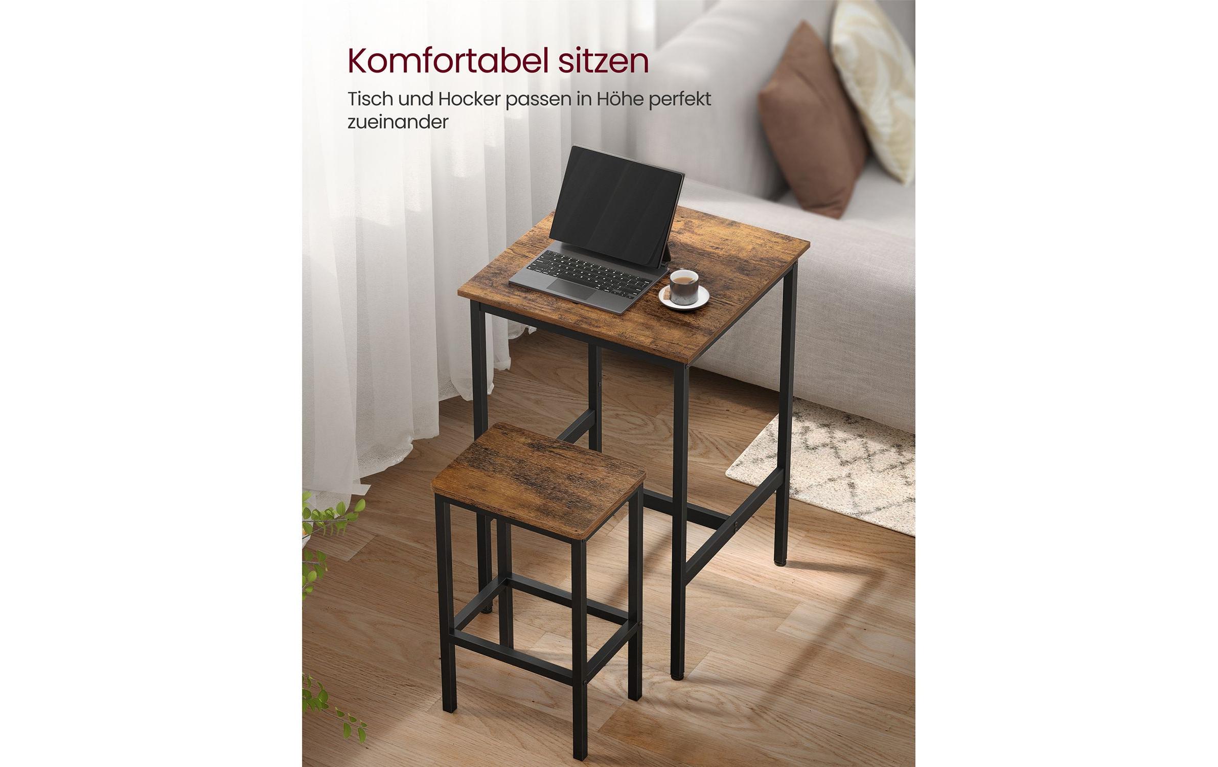 Bar-Tisch-Set, Vintagebraun / Schwarz<br>Bartisch mit zwei Hocker