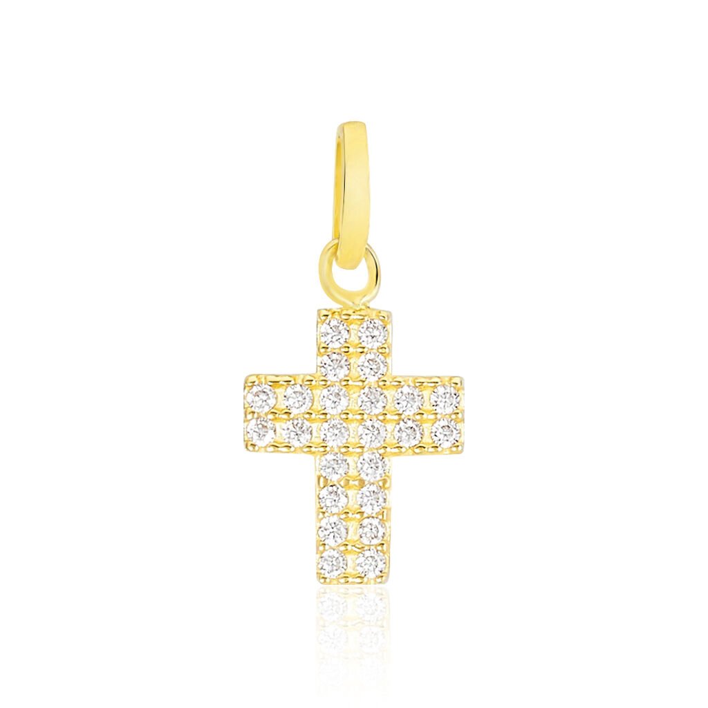 Pendentif Canice Croix Or Jaune Oxyde De Zirconium