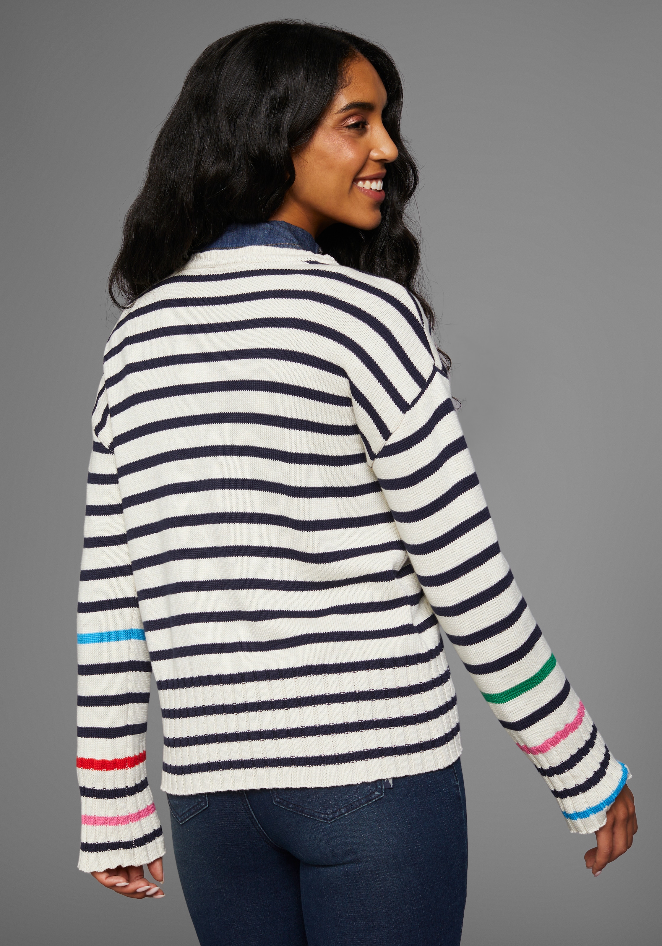 DELMAO Strickpullover , mit bunten Akzentstreifen