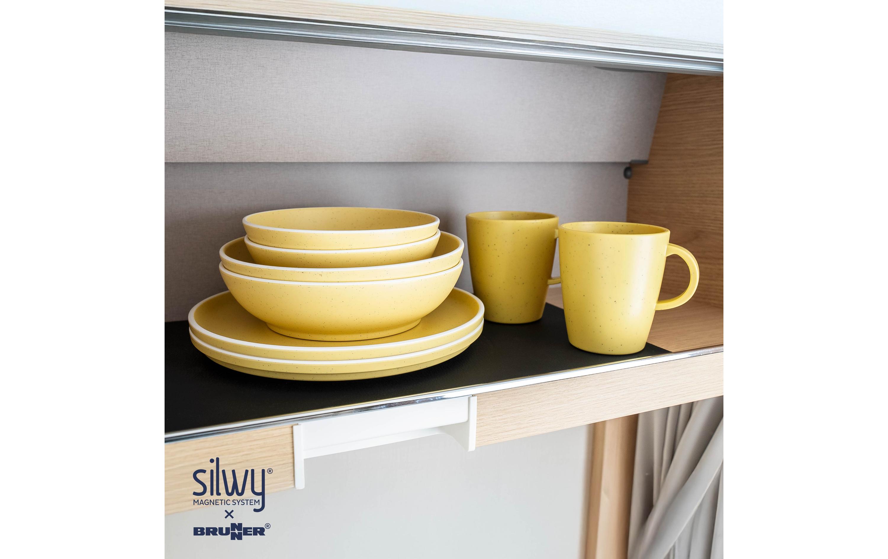Magnet-Kunststoff-Geschirrset Dolomit Yellow<br>Outdoor Set aus 11 Teilen