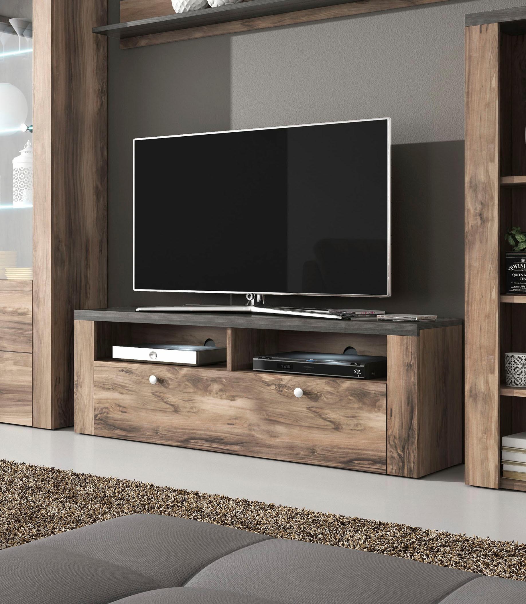 Home affaire Lowboard »Larona, zeitloses TV Board mit 1 Klappe und 2 offenen Fächern« Breite 140 cm, Fernsehbank, viel Stauraum, dekorative Rahmenoptik