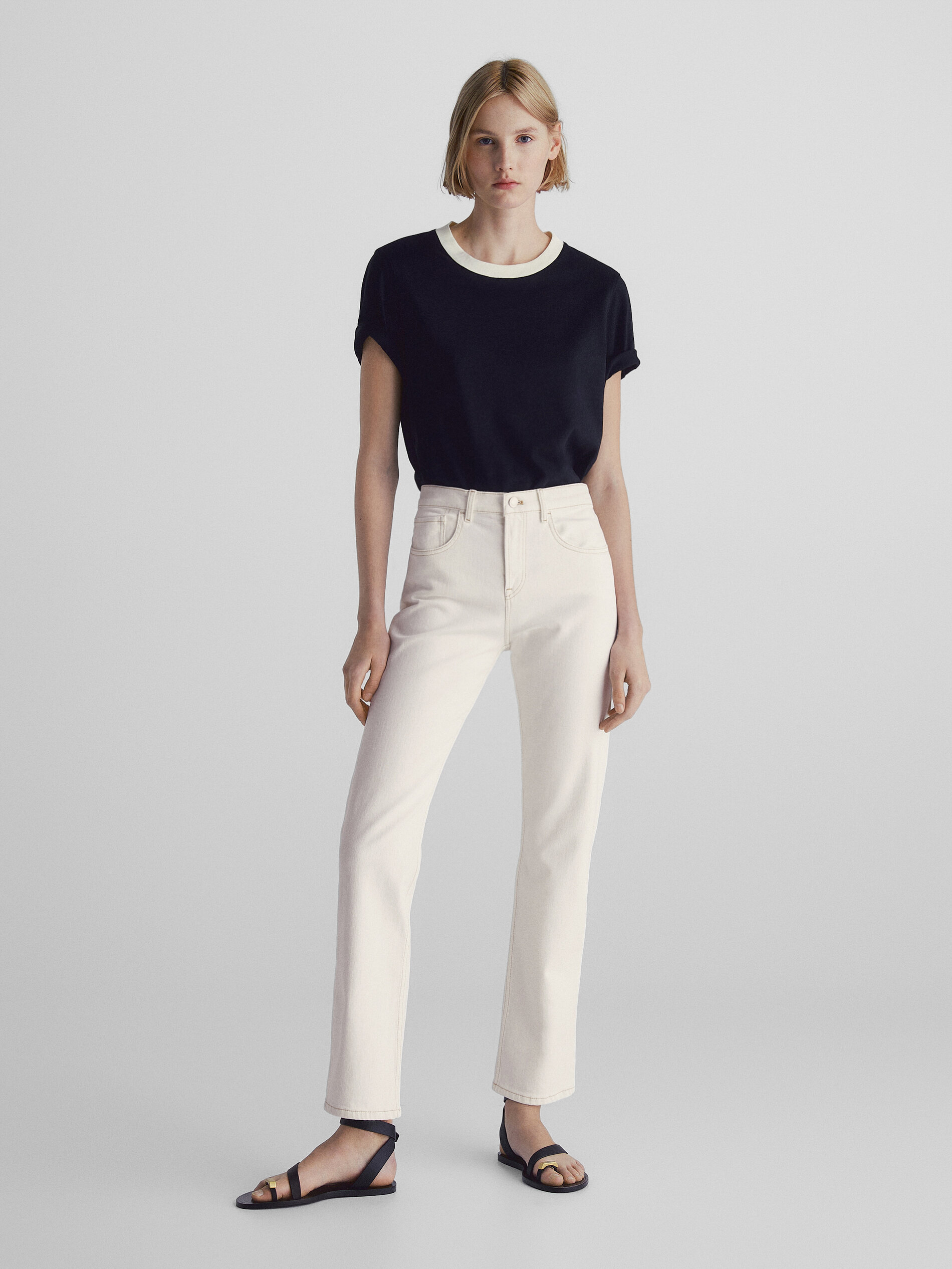 Calça jeans reta de cintura média - RAW