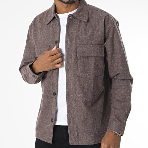 Surchemise Manches Longues Melange Overshirt Marron