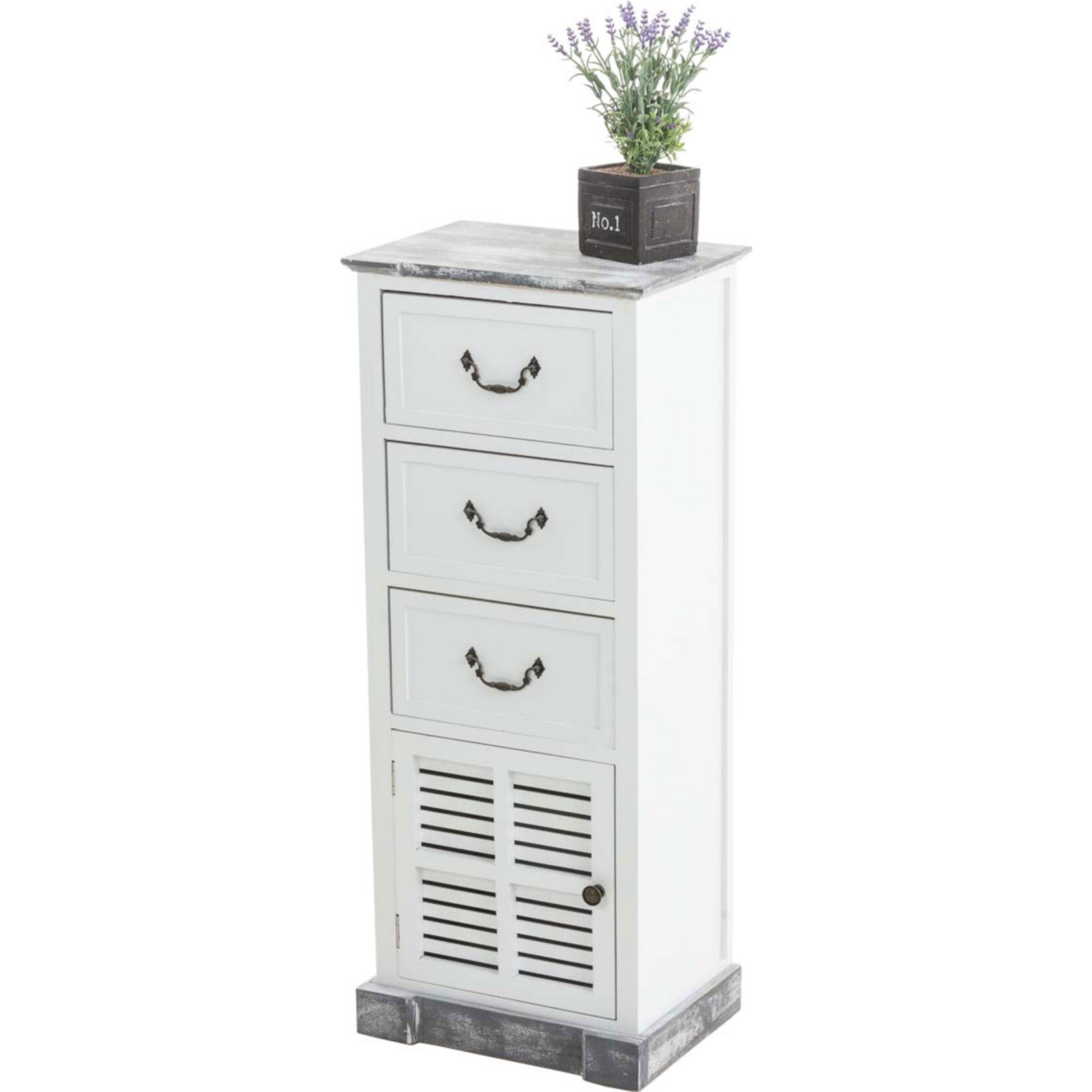CLP Schubladenkommode PARANA im Landhausstil IHolzkommode mit drei Schubladen und einer Tür I Highboard im Landhausstil