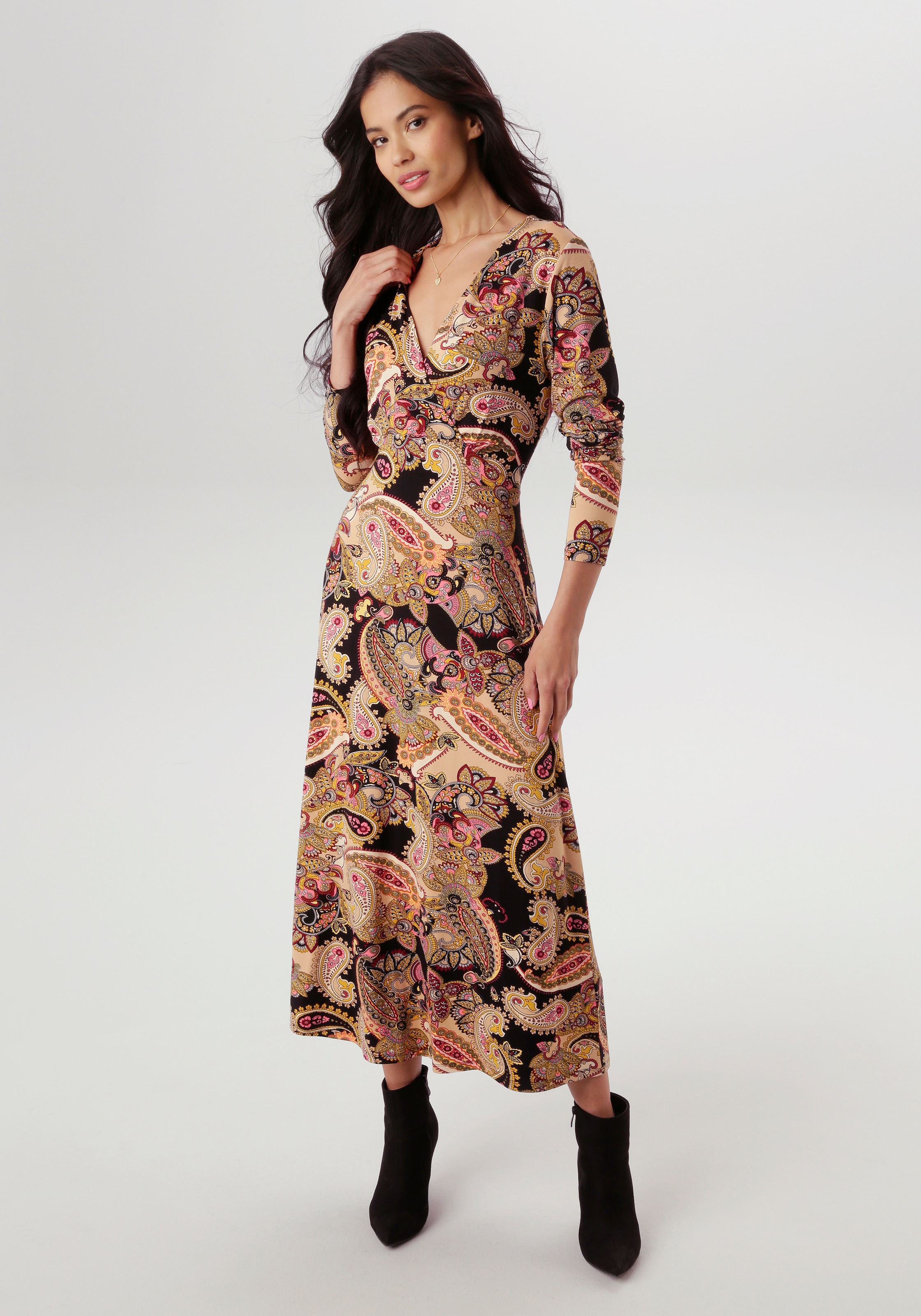 Aniston SELECTED Midikleid mit V-Ausschnitt und Wickel-Optik - NEUE KOLLEKTION