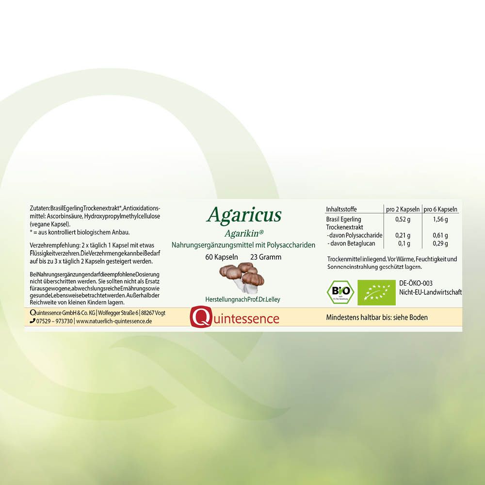 Agaricus - Agarikin Kapseln in Bioqualität von Quintessence