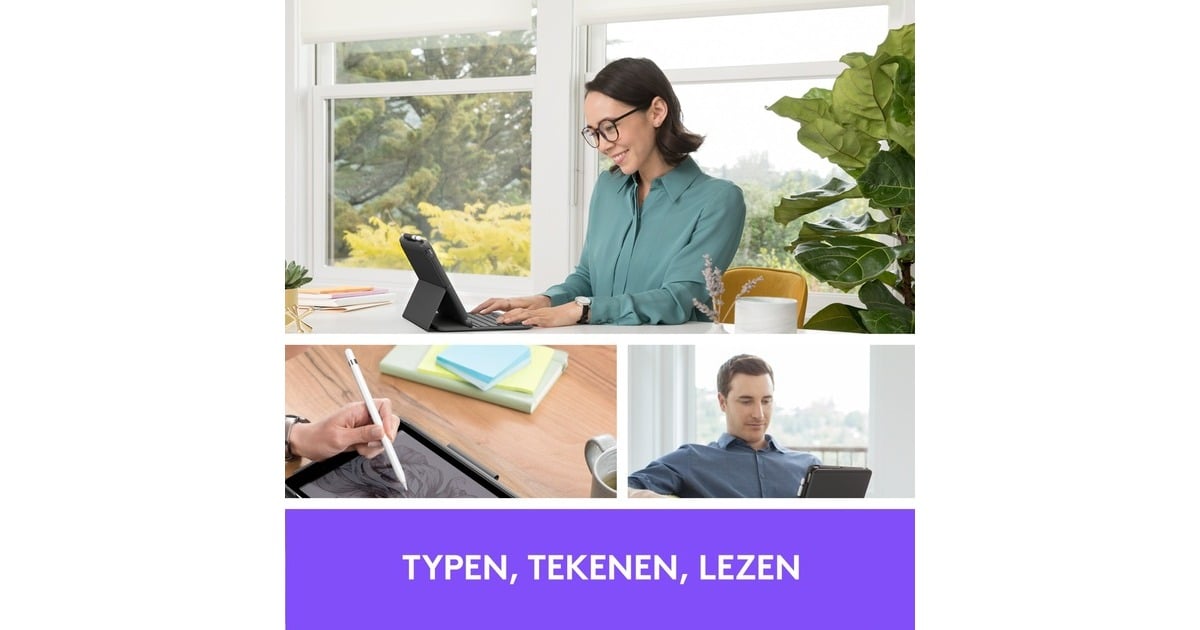 LogitechSlim Folio voor iPad (7e generatie) tablethoes  (Zwart, Bluetooth Low Energy)