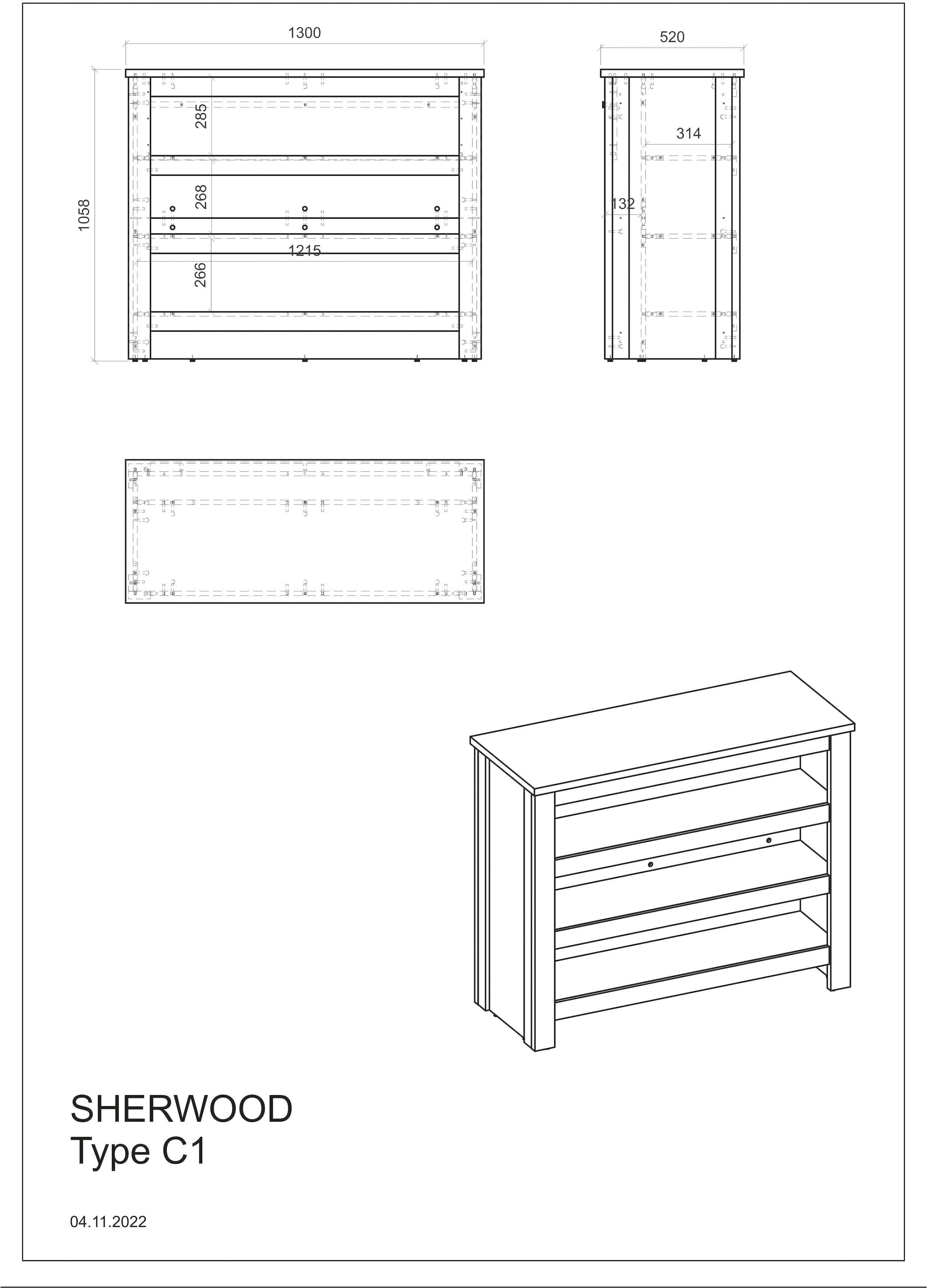 Home affaire Unterschrank »Sherwood« mit Handtuchhalter aus Metall, Höhe 106 cm