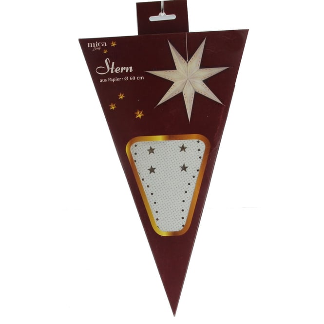 Stern weiß mit Silberglitzer - aus Papier - ca. 60 cm