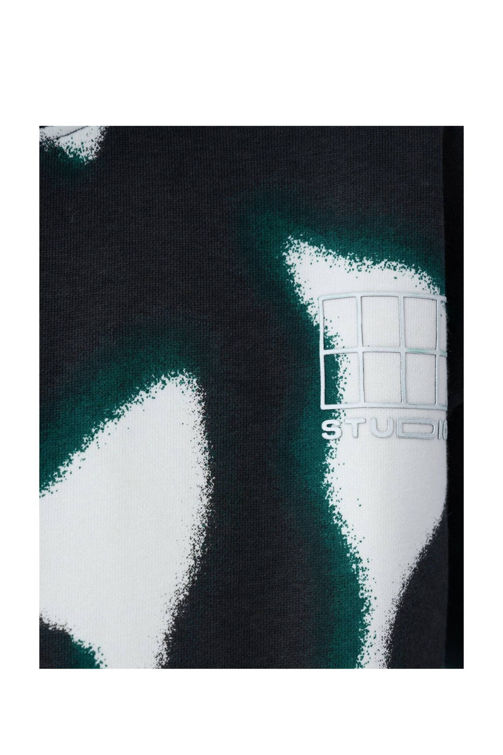Shoeby hoodie met all over print zwart/offwhite